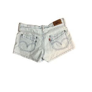 Levis Womens Low Rise Denim Shorts Light Wash Ramie Blend Sz 1 Mini Micro Booty